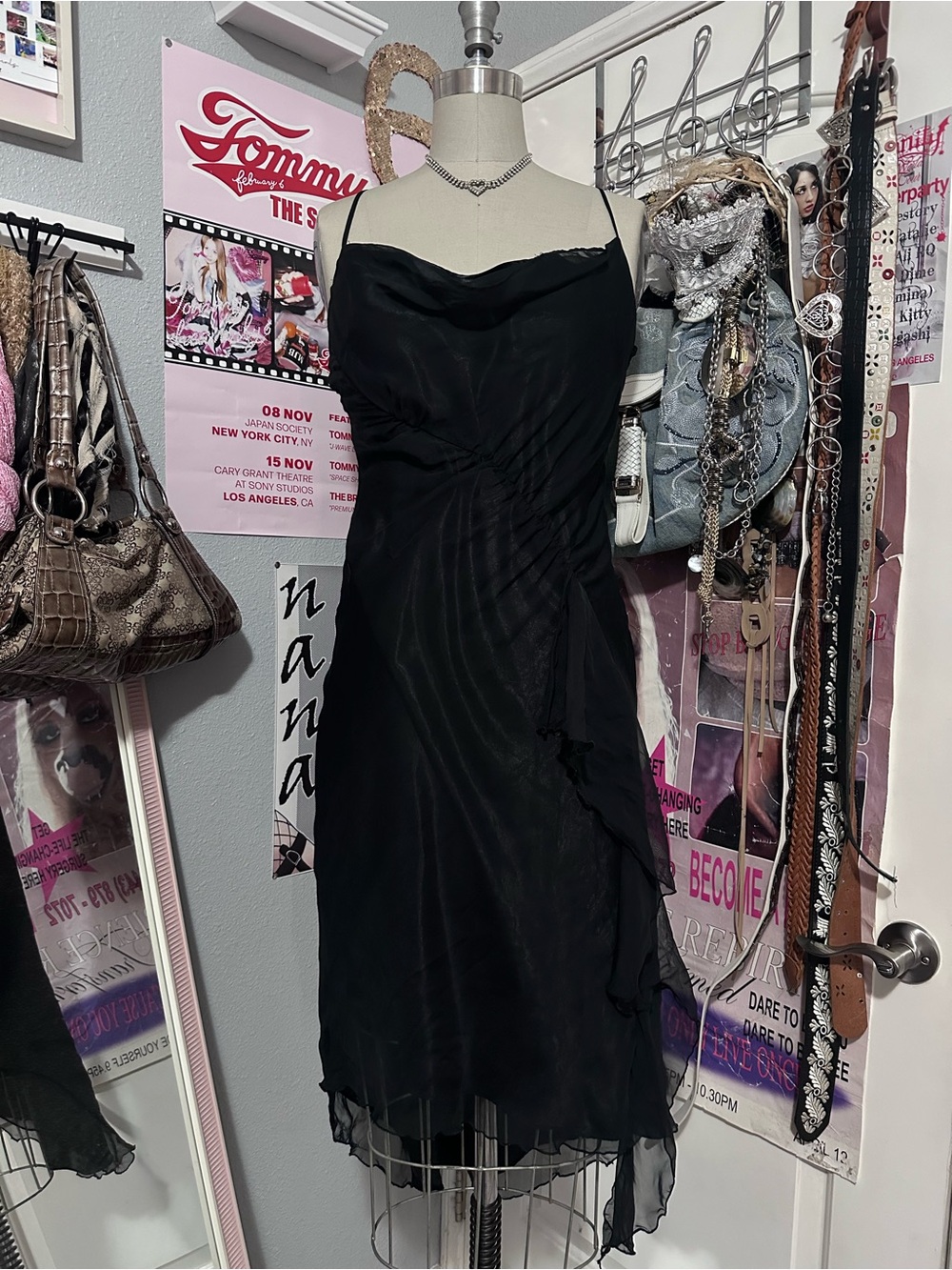 Mixit Black Strapless Cowl-Neck Slip Dress Size 8
